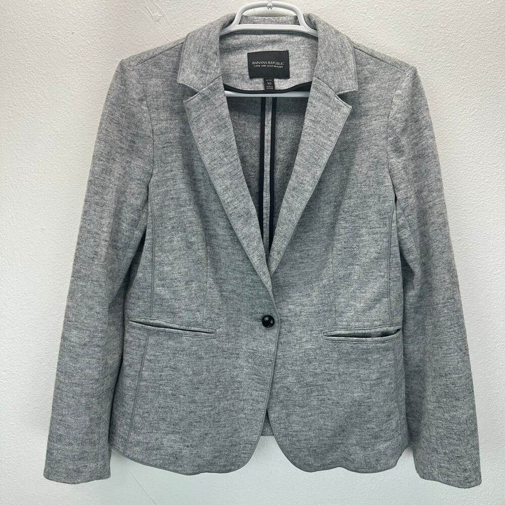 Banana Republic Long And Lean Blazer Heather Gray Wool Blend 10P